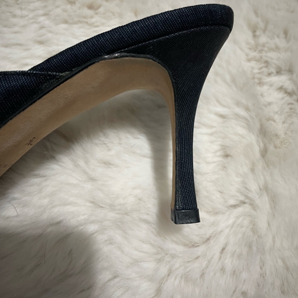 Vintage Fabric Manolo Blahnik Kitten Heel Mules - Picture 8 of 9